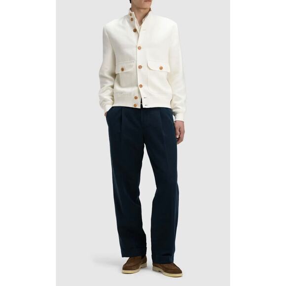 $4000 Brunello Cucinelli Ivory Bomber Jacket Linen Blend IT50 US M/L - Picture 1 of 16
